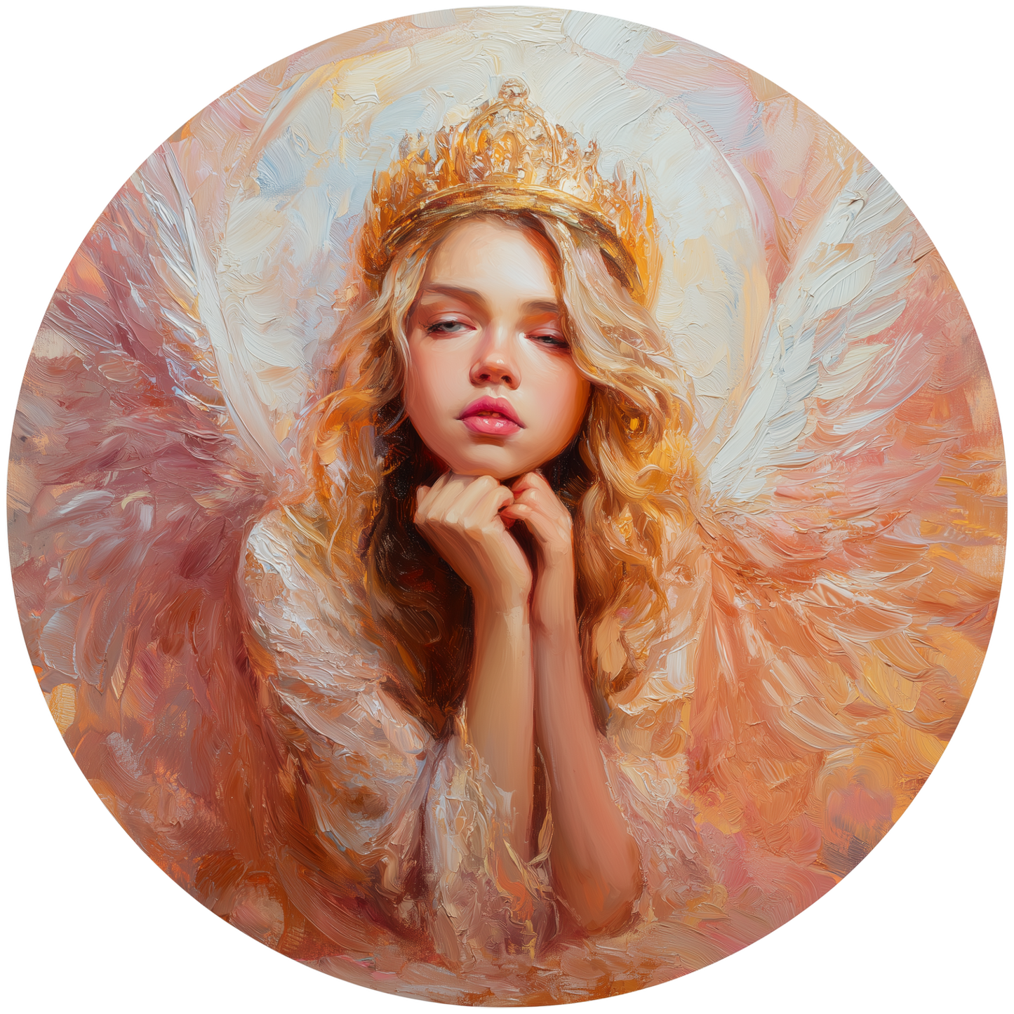 Angel with Gold Crown and Feathered Wings Accent Sign - Made in USA