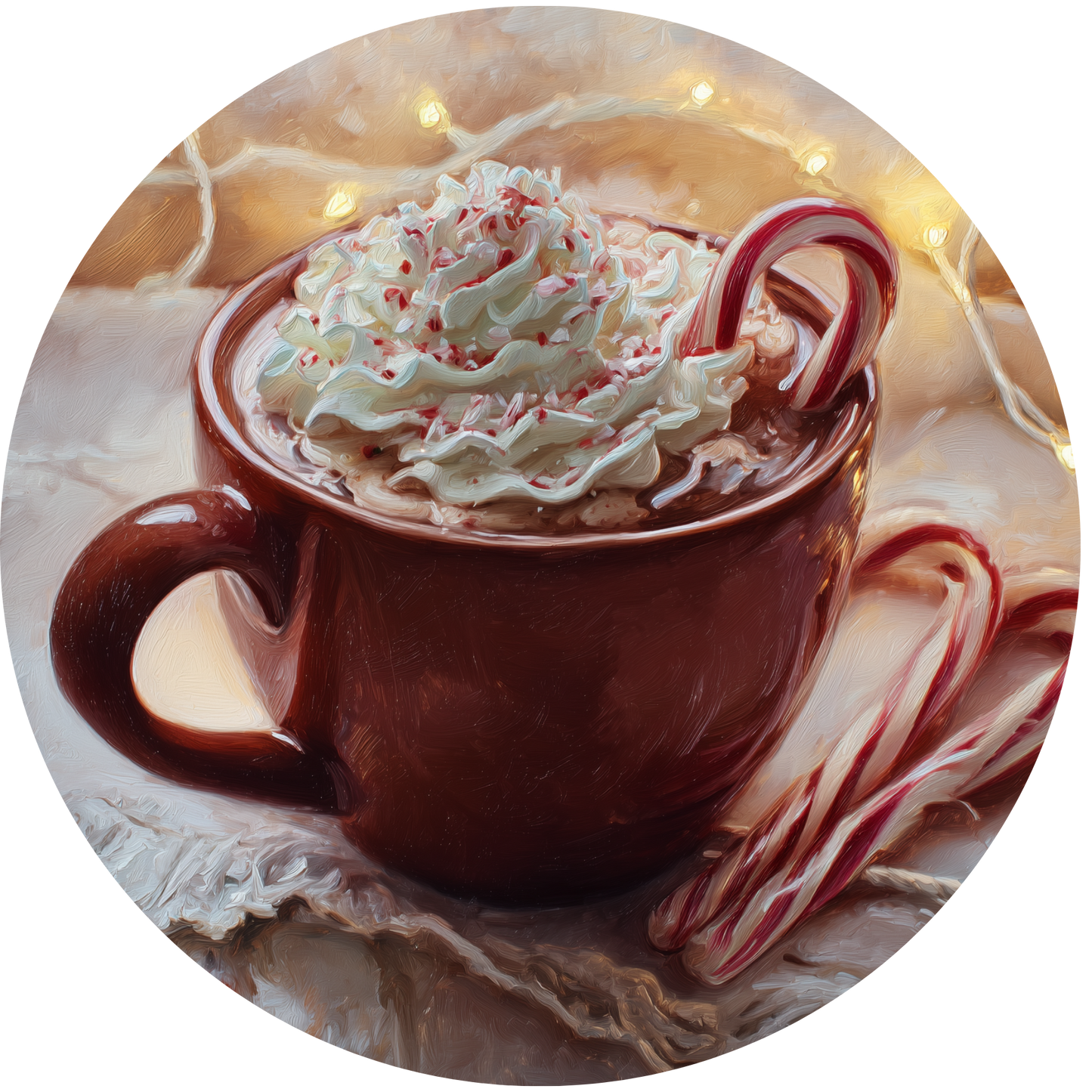 Hot Cocoa with Whipped Cream and Candy Canes Accent Sign - Made in USA