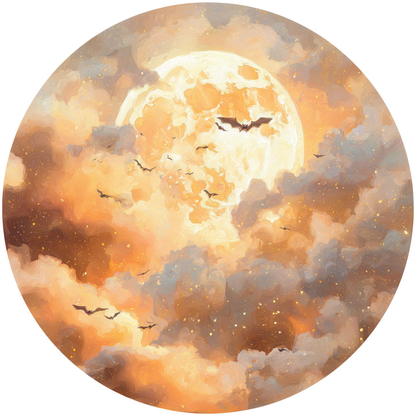 Bats Flying Across an Orange Harvest Moon Accent Sign - Made in USA