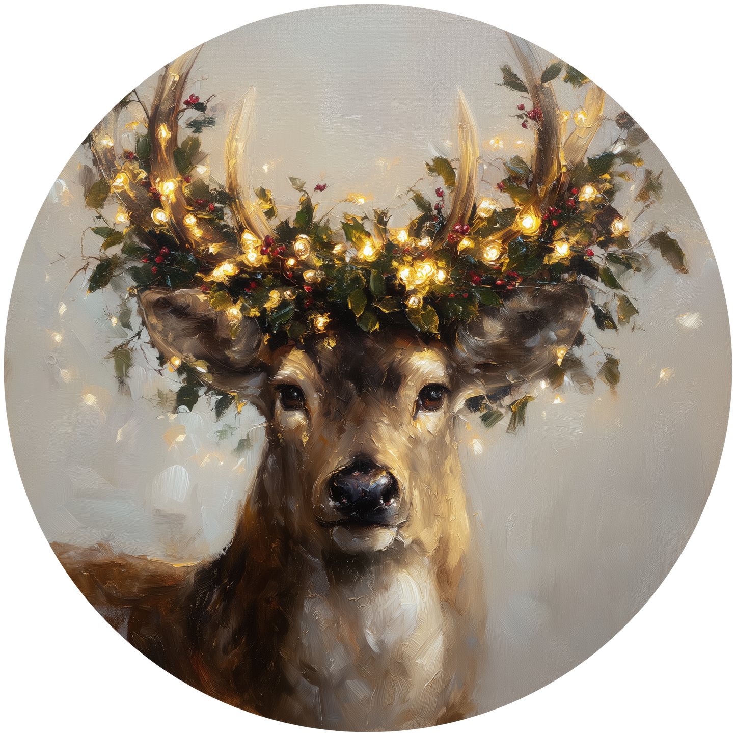 Deer with Illuminated Christmas Lights Antlers Accent Sign - Made in USA
