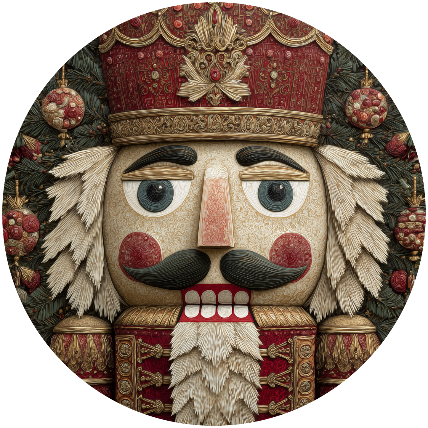 Nutcracker Face with Christmas Ornaments Quilled Accent Sign - Made in USA