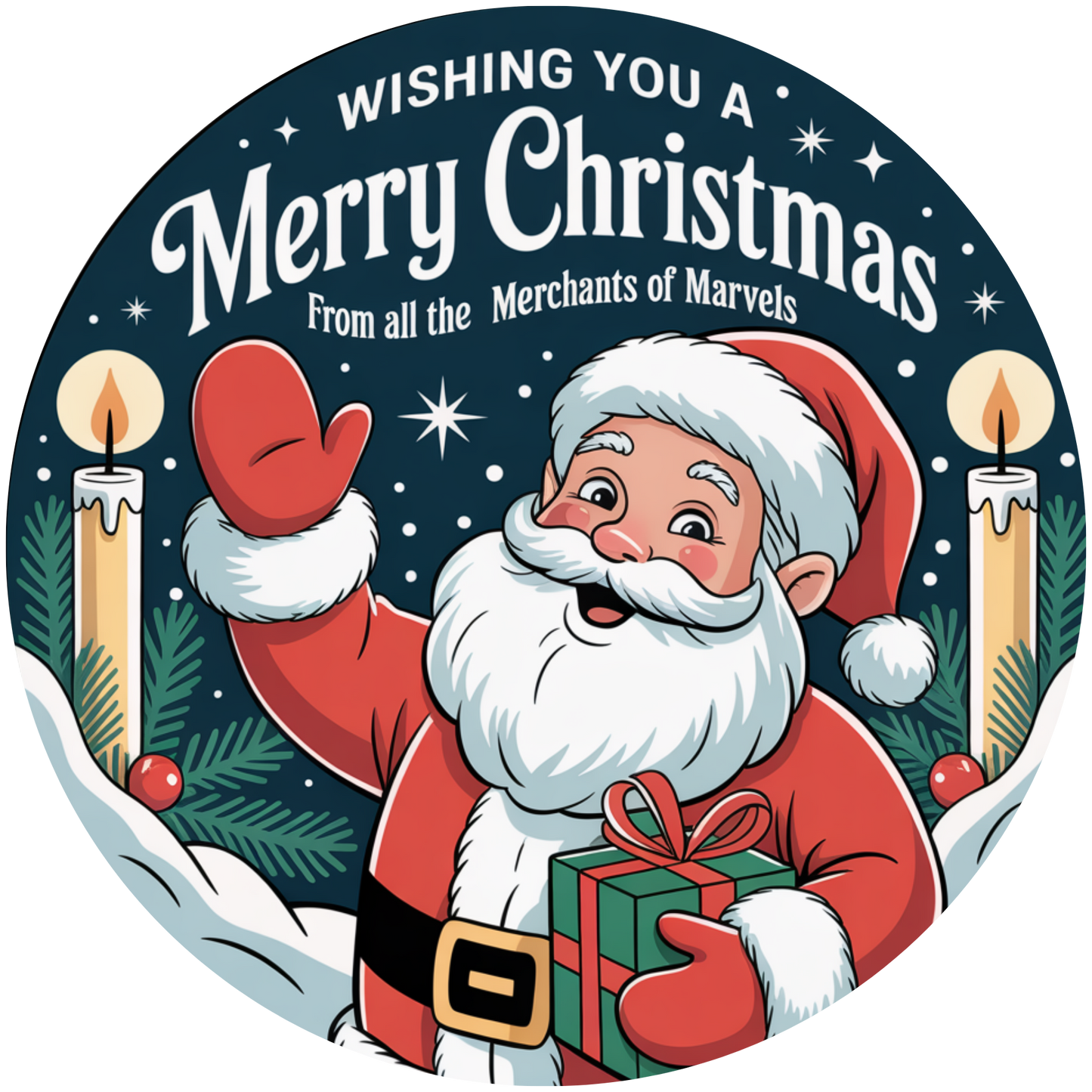 Santa Wishing You a Merry Christmas Accent Sign - Made in USA