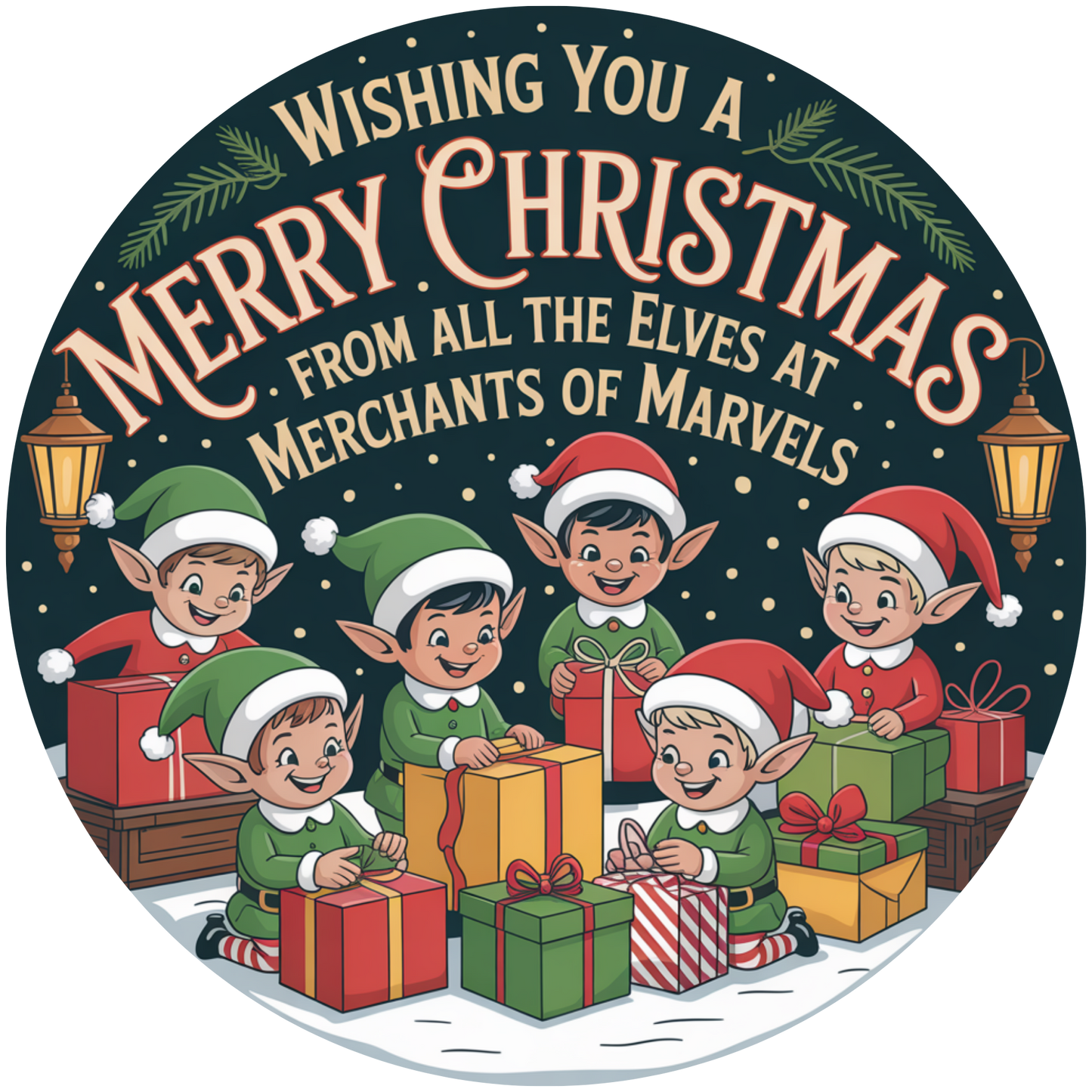 Christmas Elves Wrapping Gifts Accent Sign - Made in USA