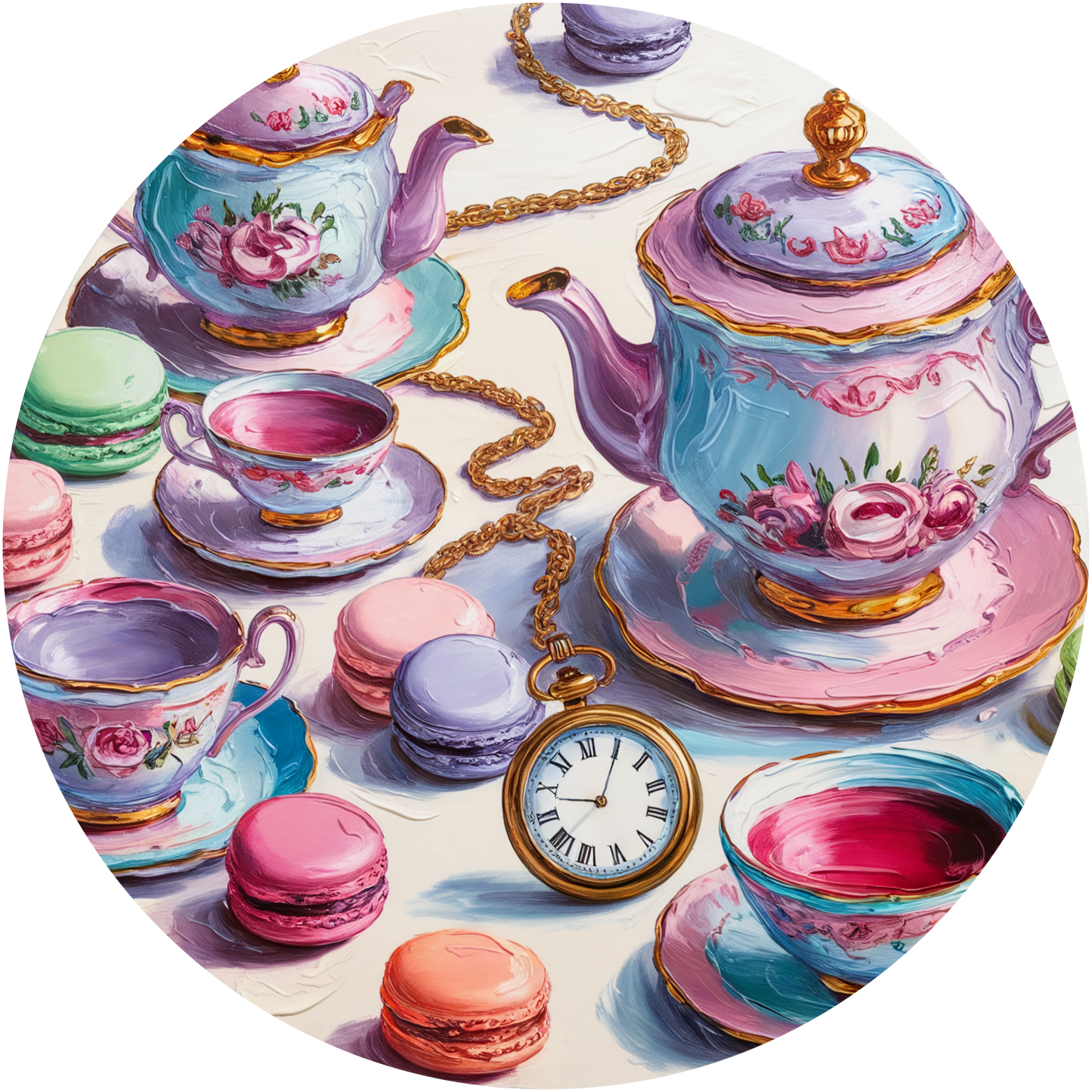 Pastel Macarons and Victorian Tea Party Clock Accent Sign - Made in USA