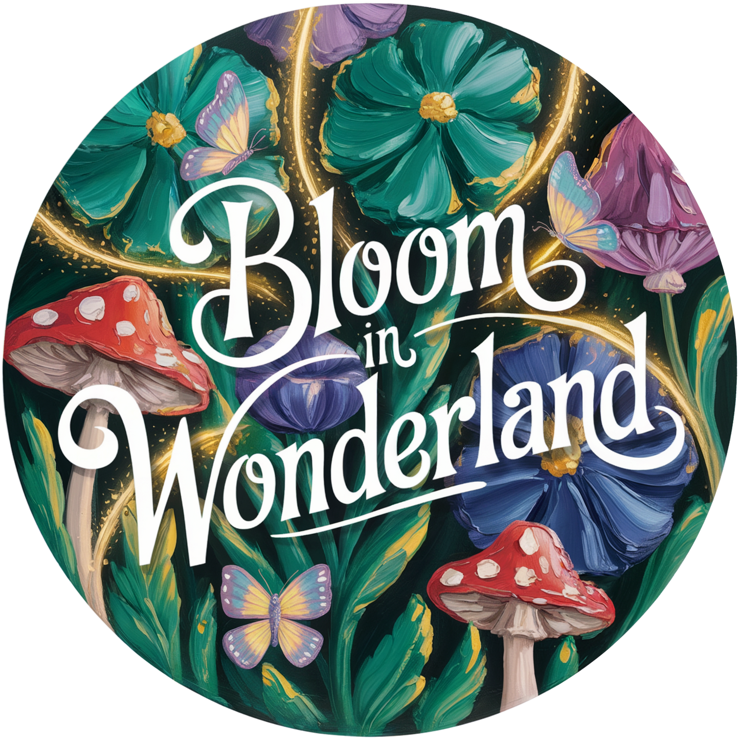 Bloom in Wonderland Mushroom and Flower Accent Sign - Made in USA