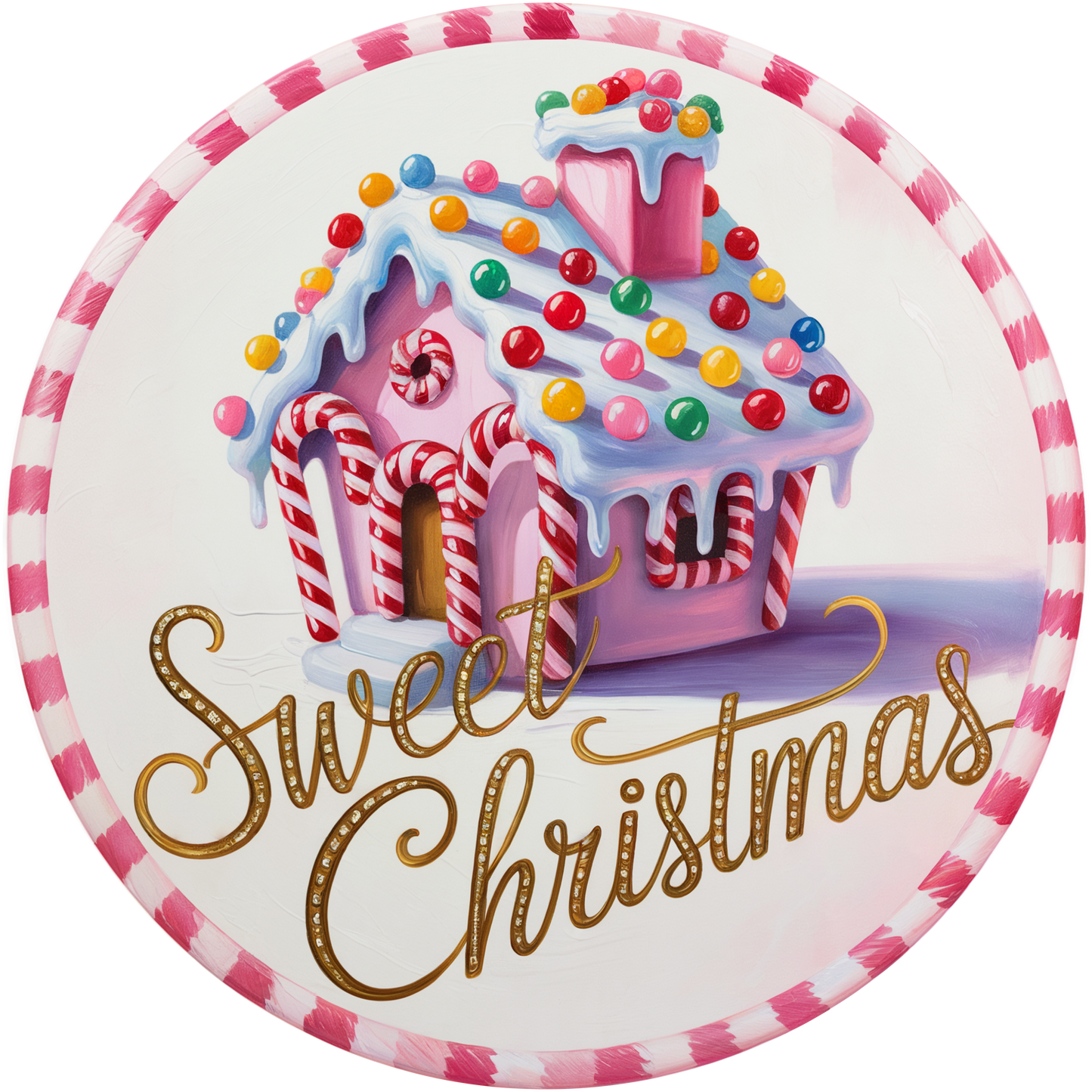 Sweet Christmas Pink Gingerbread House Accent Sign - Made in USA