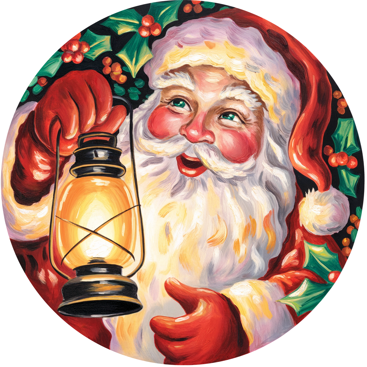 Santa Claus Holding a Lantern Accent Sign - Made in USA