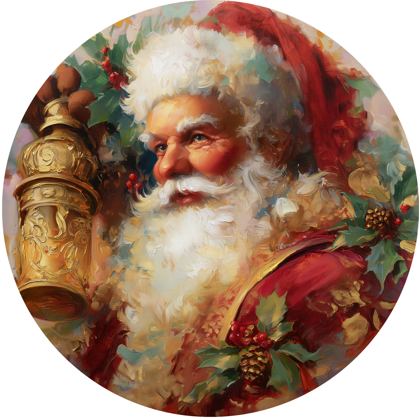 Santa Claus with Golden Lantern Accent Sign - Made in USA