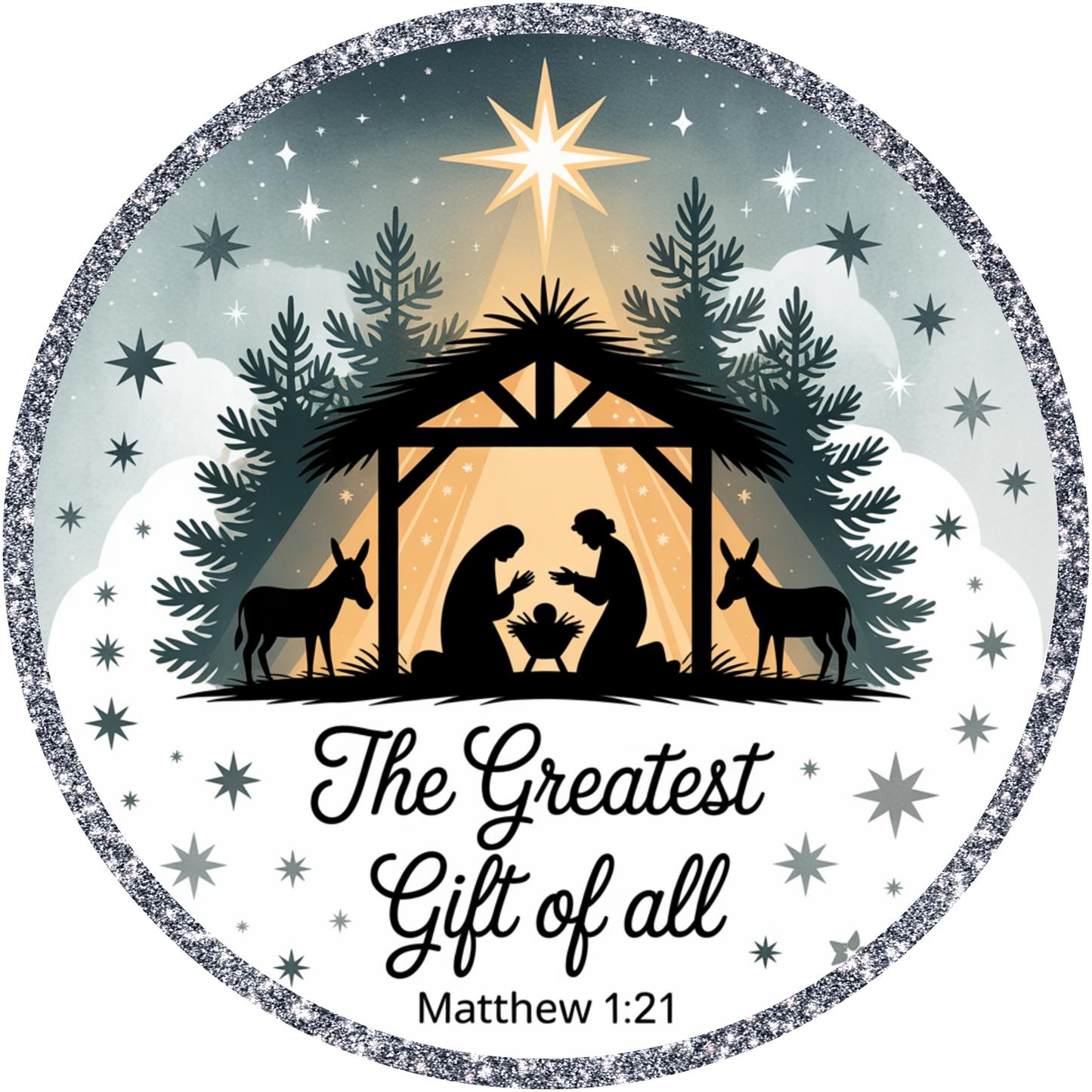 Nativity Scene "The Greatest Gift of all" Accent Sign - Made in USA