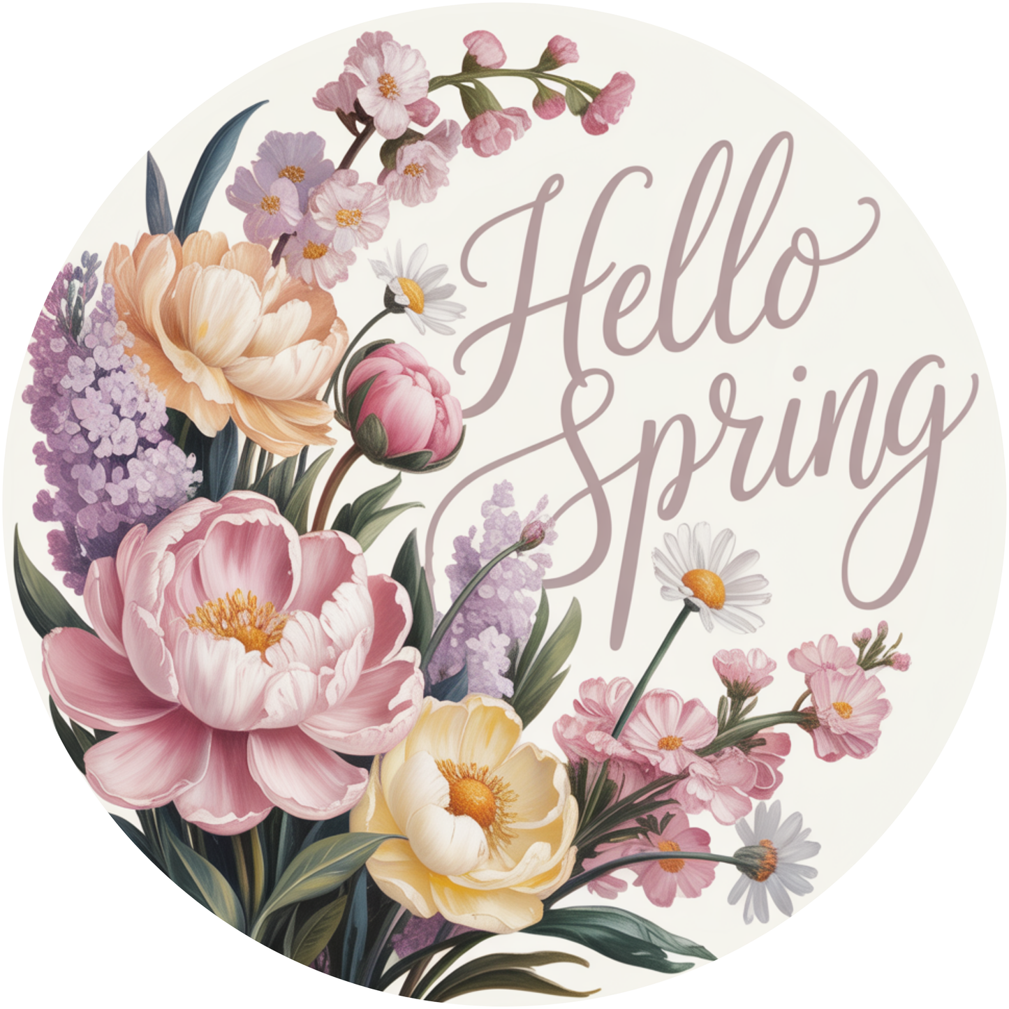 Hello Spring Flower Blooms Accent Sign - Made in USA