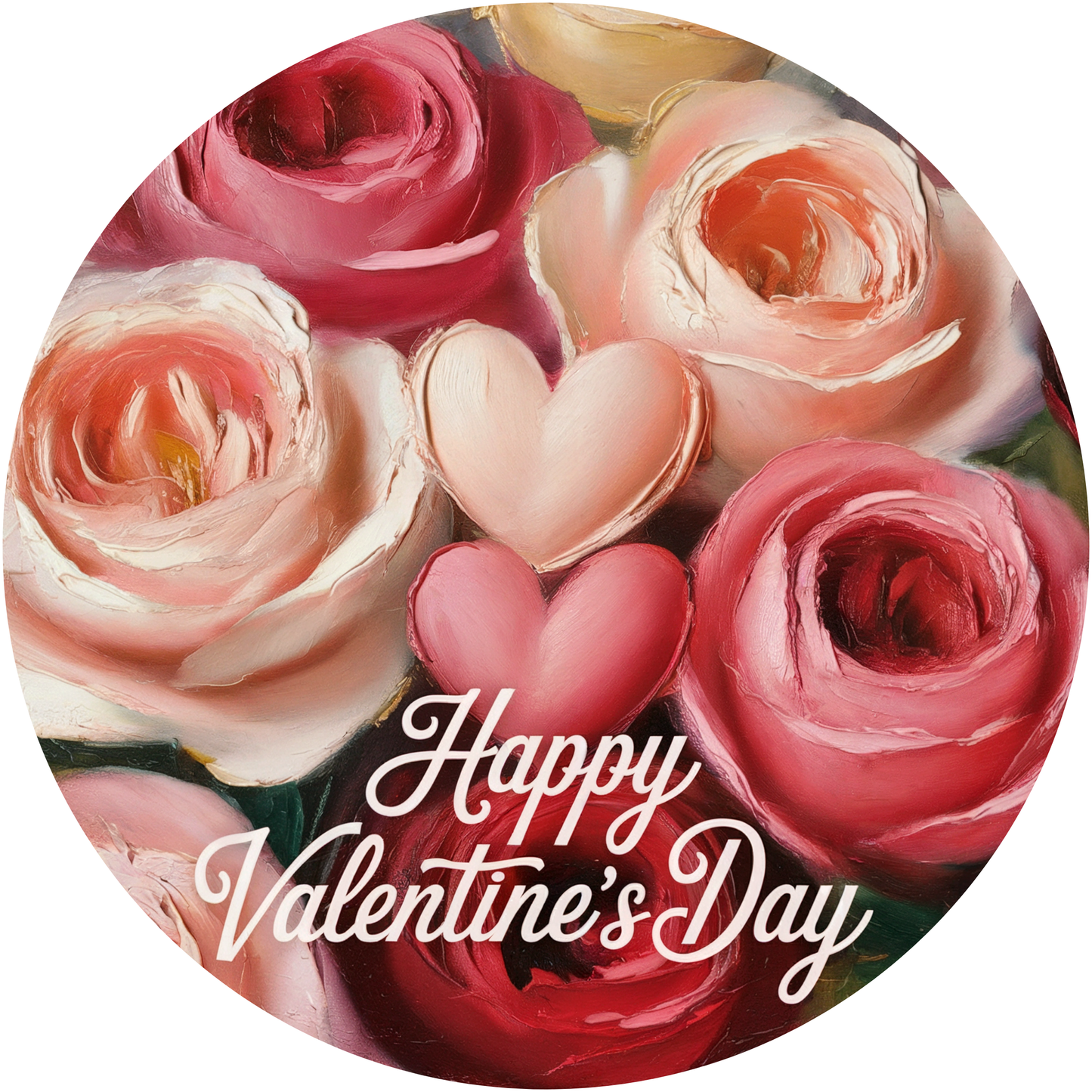 Happy Valentine’s Day Rose Heart Accent Sign - Made in USA