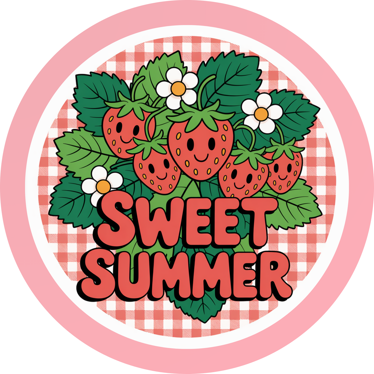 Sweet Summer with Smiling Strawberries Accent Sign - Made in USA
