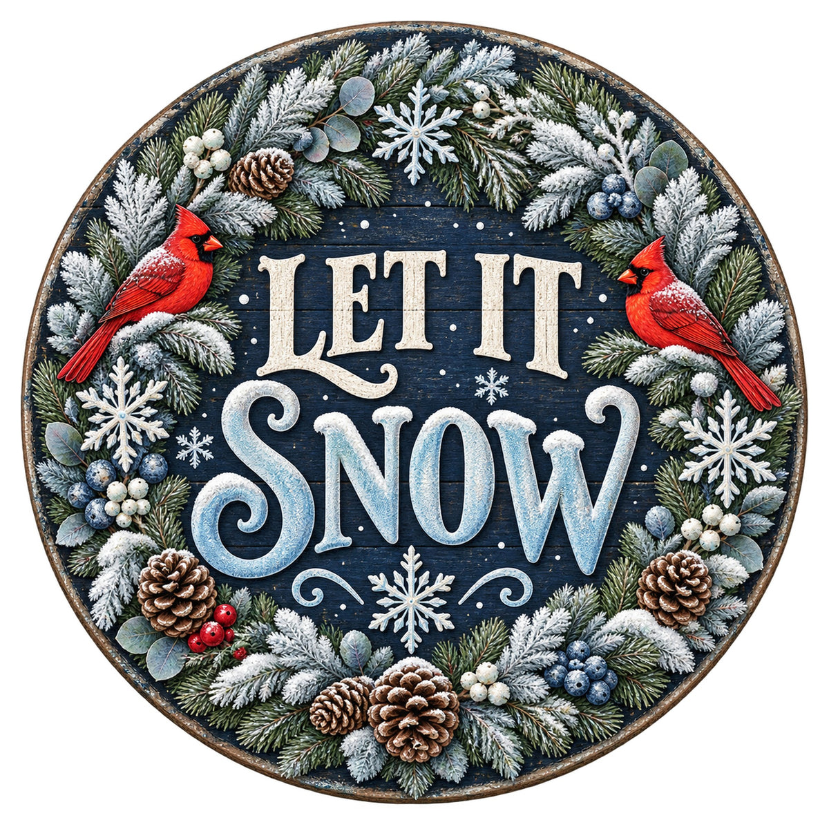 Let It Snow Cardinal Metal / Vinyl Sign - Made in USA