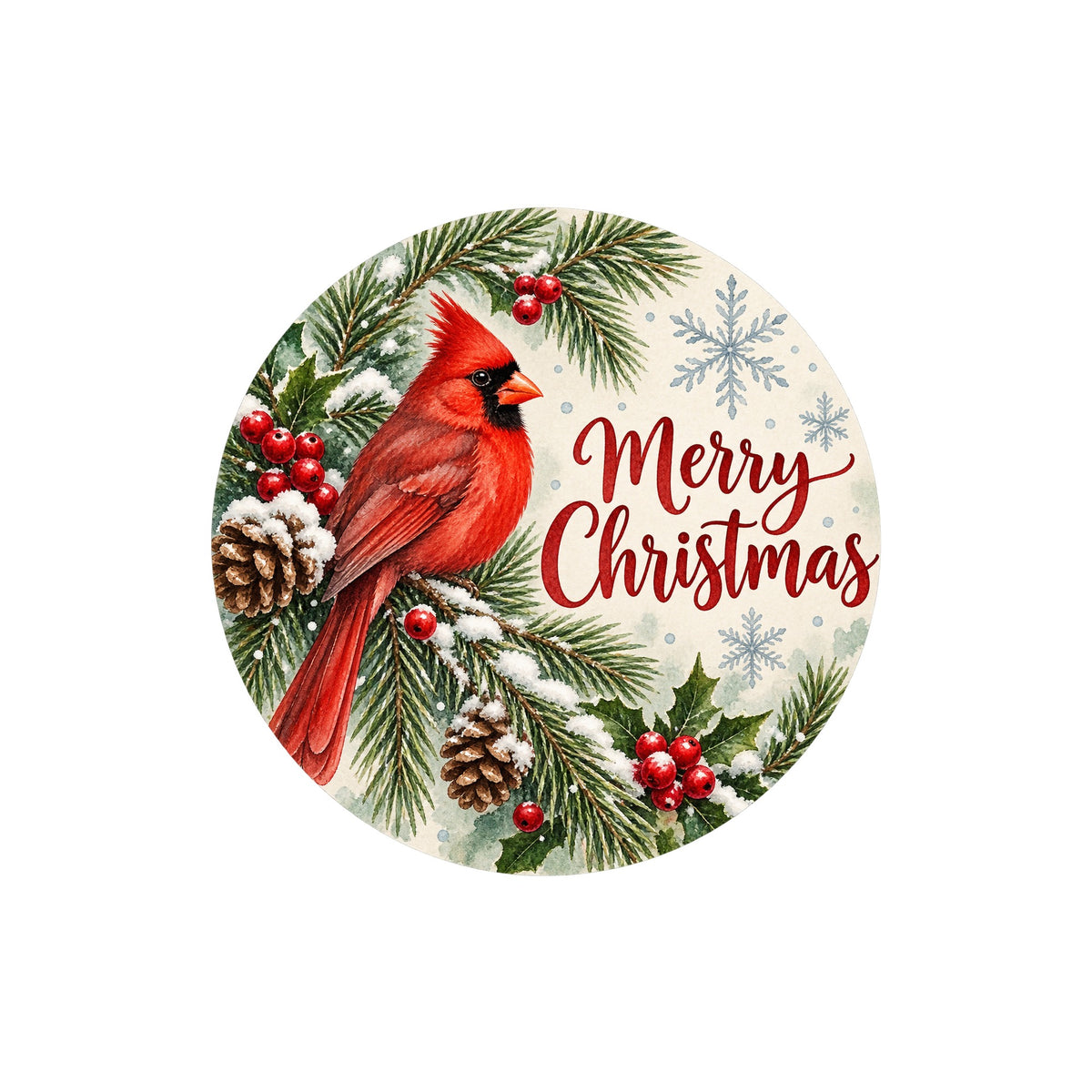 Merry Christmas Cardinal Metal / Vinyl Sign - Made in USA
