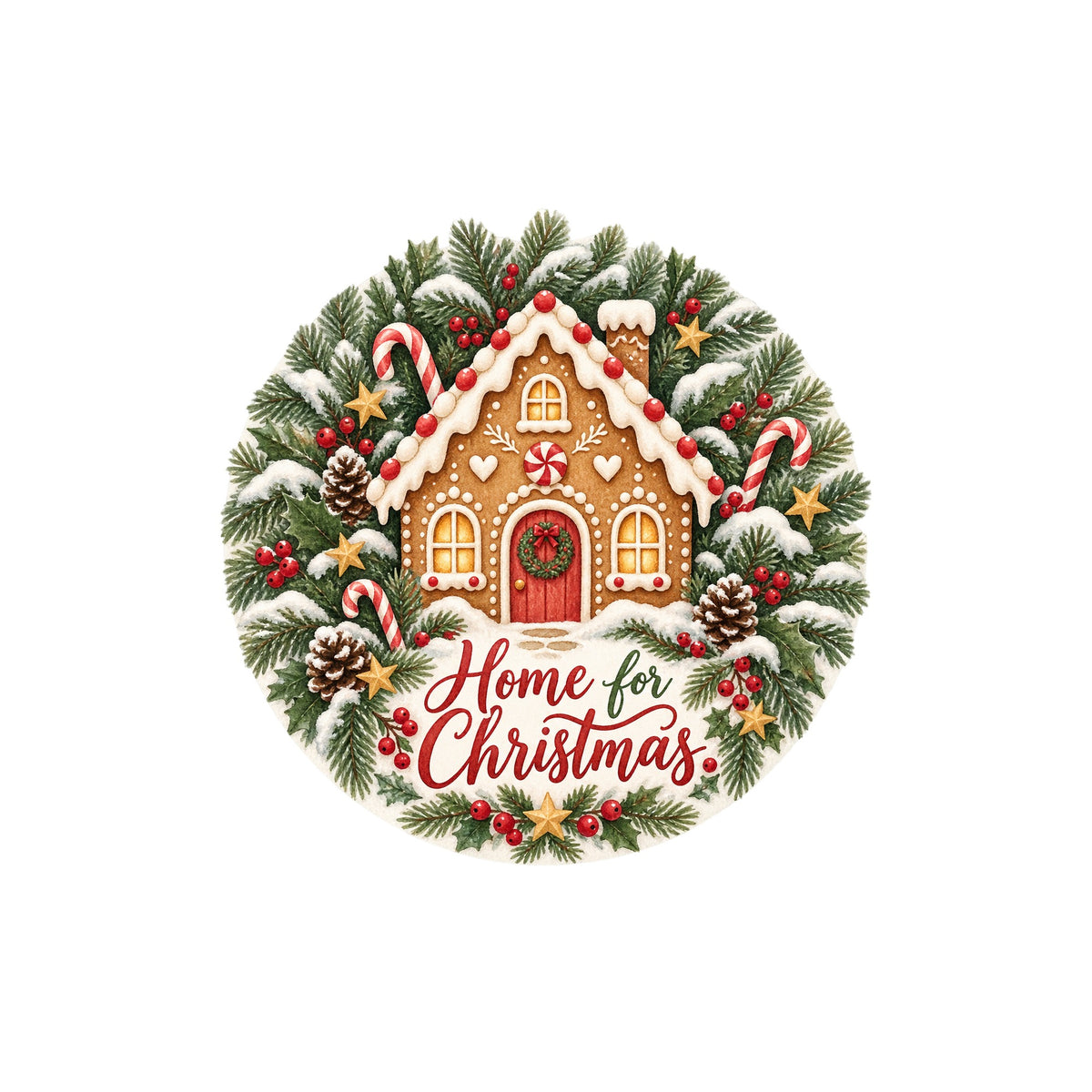Home for Christmas Gingerbread House Metal / Vinyl Sign - Made in USA