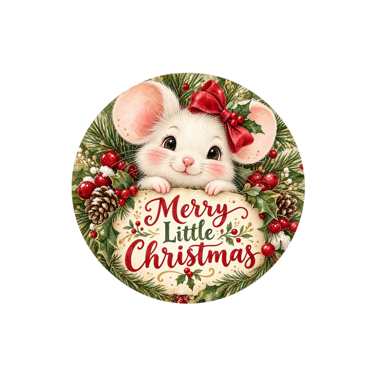 Merry Little Christmas Mouse Metal / Vinyl Sign - Made in USA