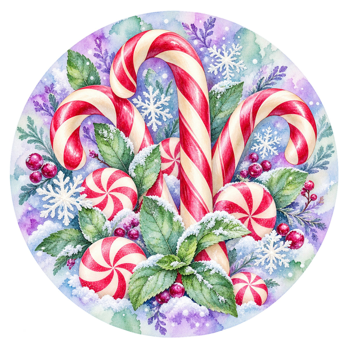 Candy Canes and Peppermints Metal / Vinyl Sign - Made in USA