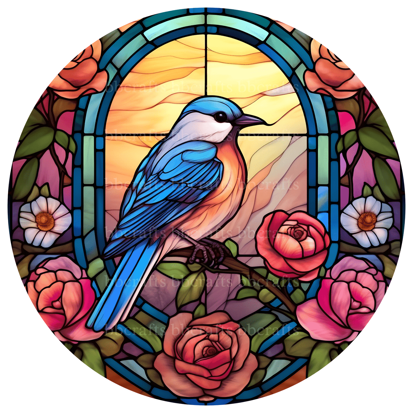 Bird with Rose Metal / Vinyl Sign - Made in USA