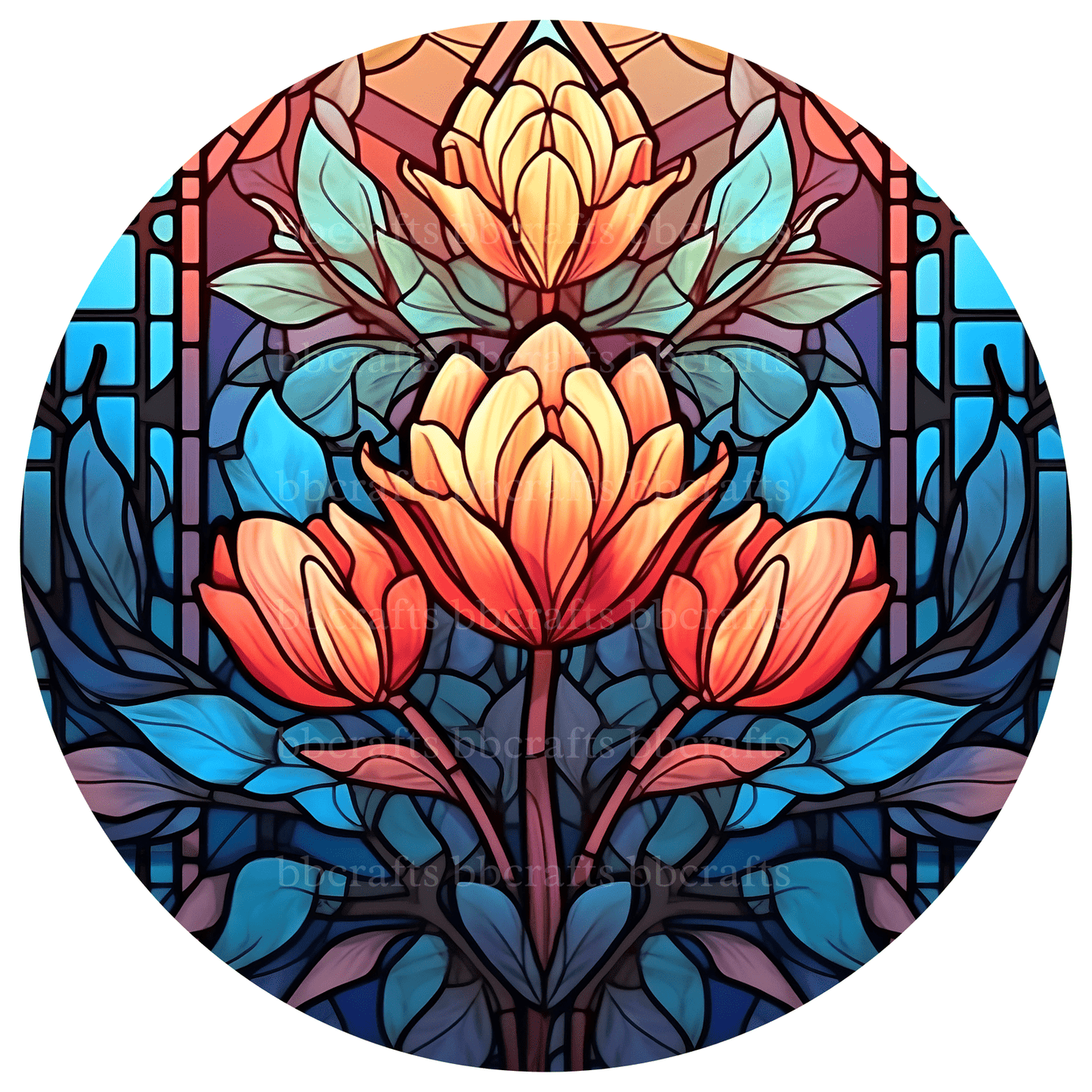 Blue and Purple Flower Metal / Vinyl Sign - Made in USA