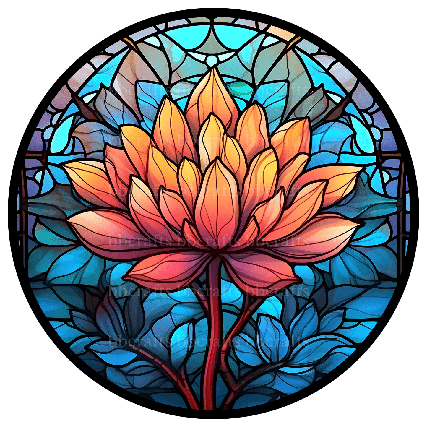 Orange and Blue Flower Metal / Vinyl Sign - Made in USA