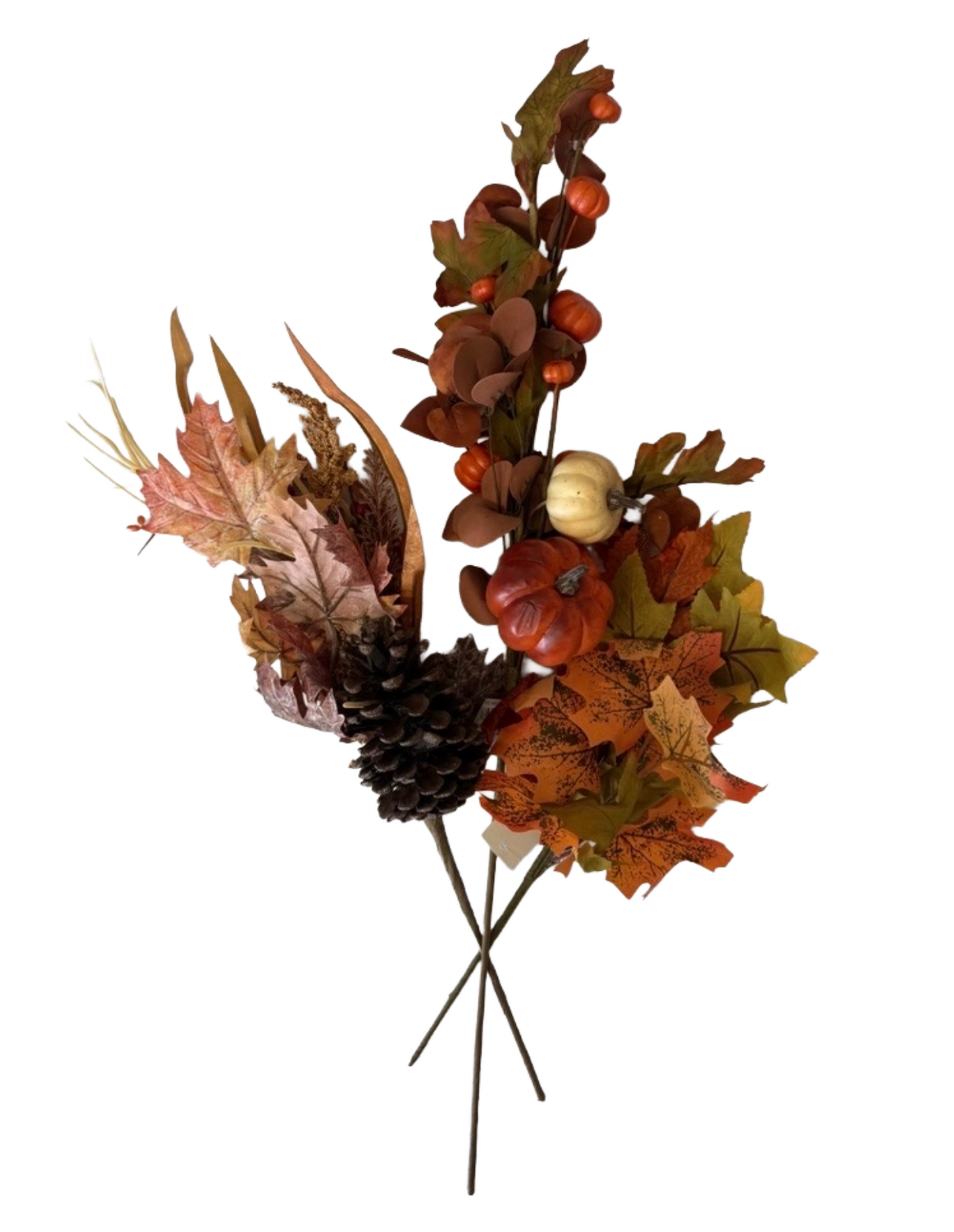Artificial Fall Picks – 14" Maple Leaf Fall Spray, 25" Rust/Orange/Cream/Green Pumpkin Leaf Eucalyptus Spray, 19" Maple Amaranthus Spray - Set of 3