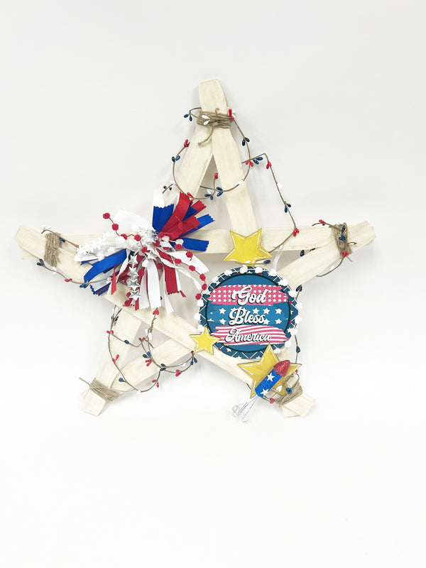 Star Patriotic Wreath "God Bless America" - Made By Designer Genine