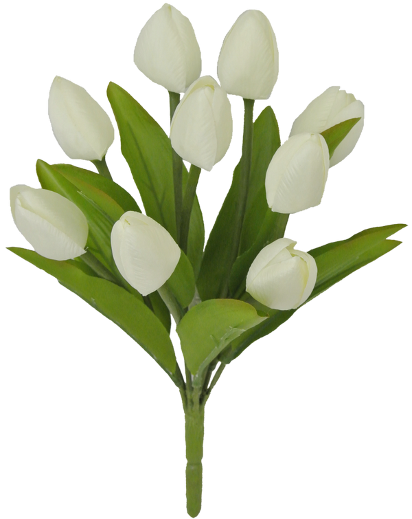 13 Inch Tulip Bush: Cream with 9 Stems