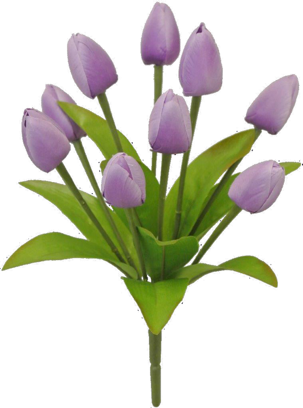 13 Inch Tulip Bush: Lavender with 9 Stems