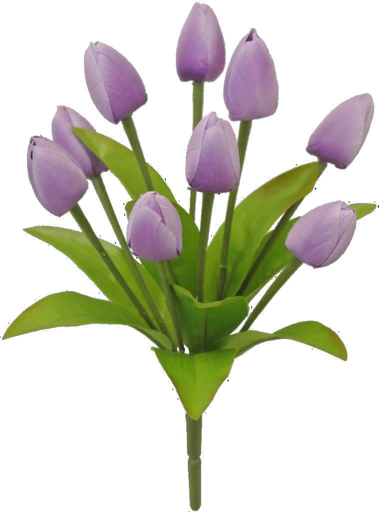 13 Inch Tulip Bush: Lavender with 9 Stems