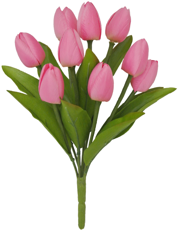 13 Inch Tulip Bush: Pink with 9 Stems