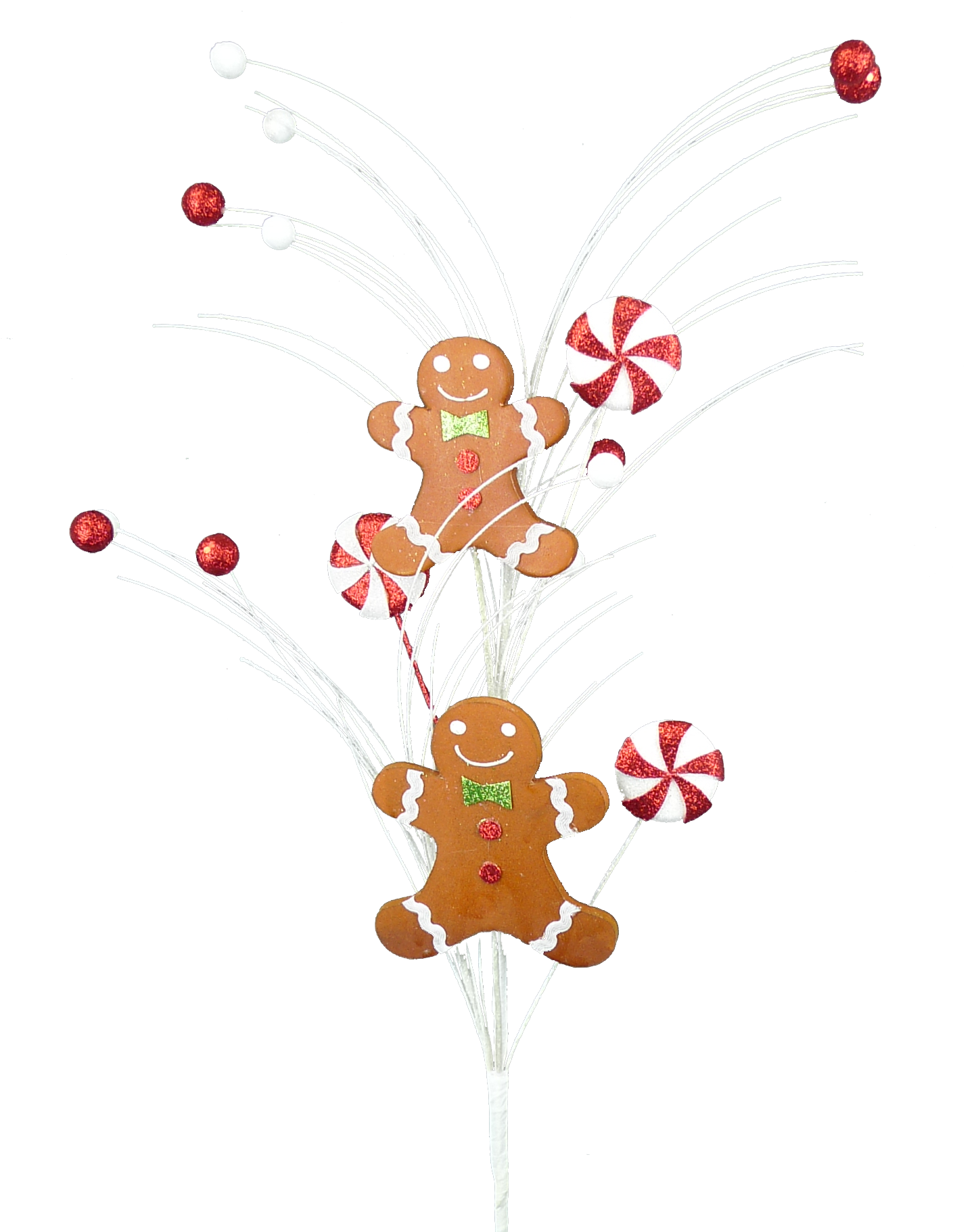 28 Inch Gingerbread Peppermint Spray - Brown