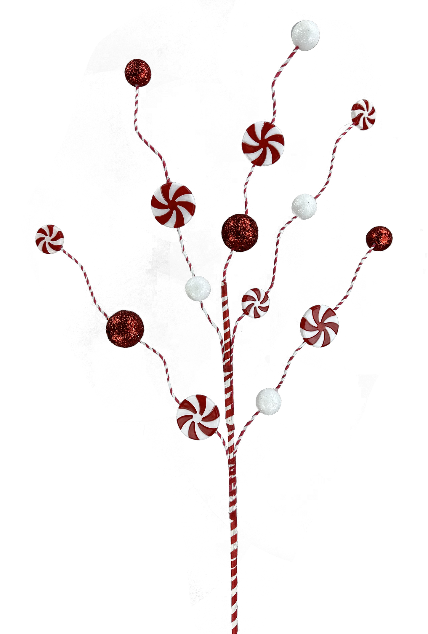28 Inch Peppermint Candy & Ball Spray X5 - Red White