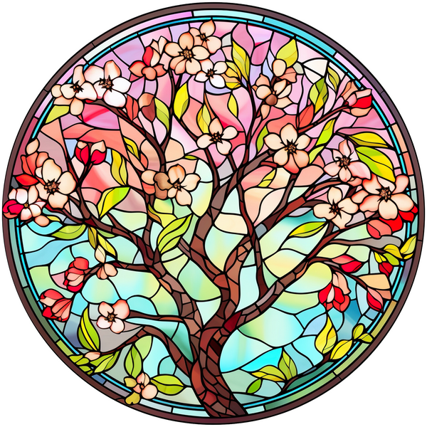 Stained Glass Style Tree of Life Metal Sign: Made In USA