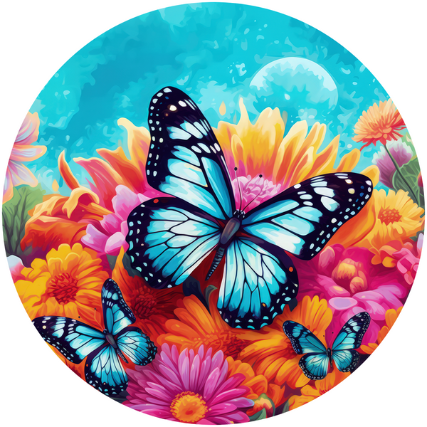 Butterflies and Wildflowers Metal Sign: Made In USA