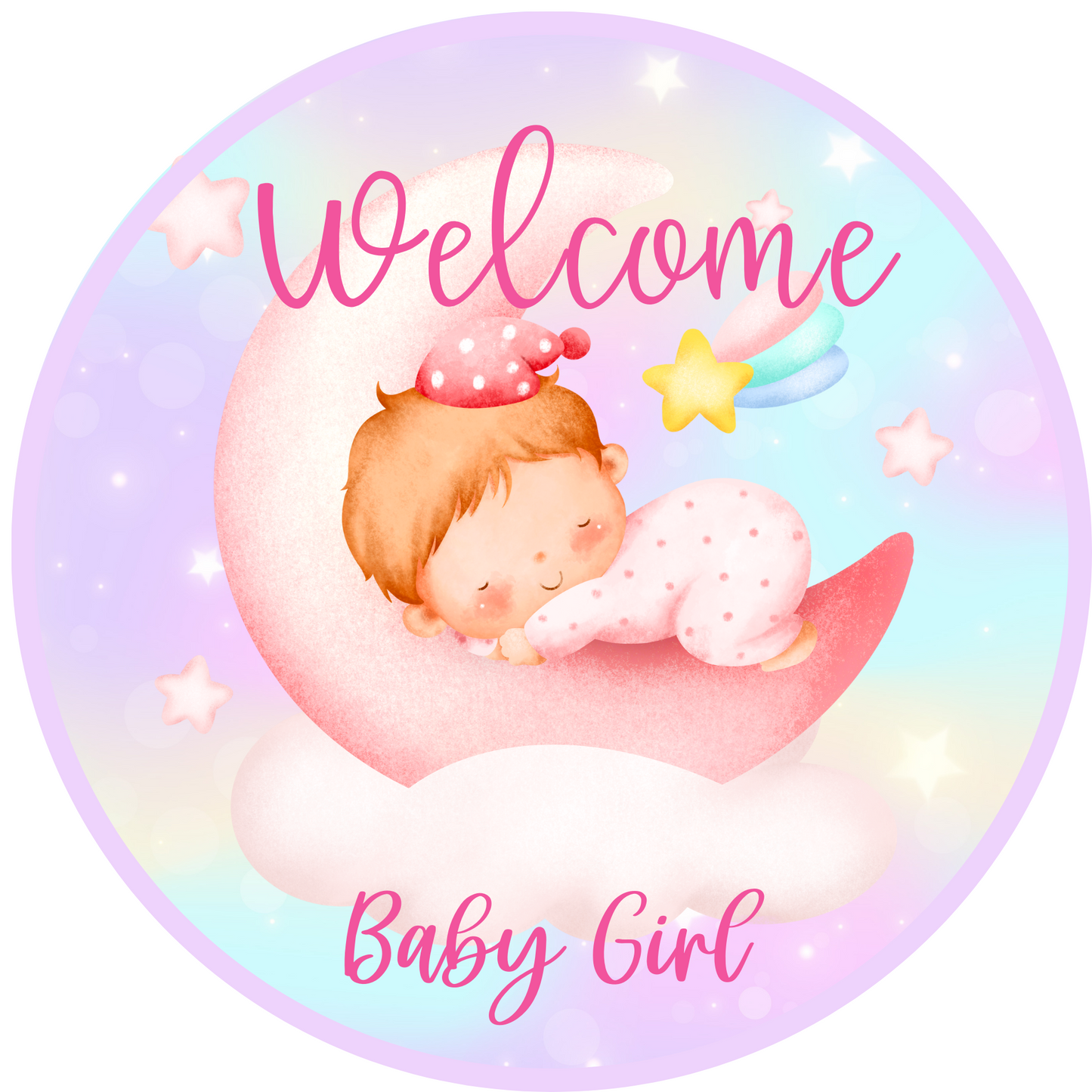 Welcome Baby Girl Baby Shower Metal / Vinyl Sign - Made in USA
