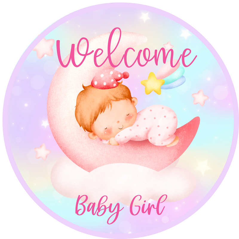 Welcome Baby Girl - Baby Shower Metal Sign: Made In USA