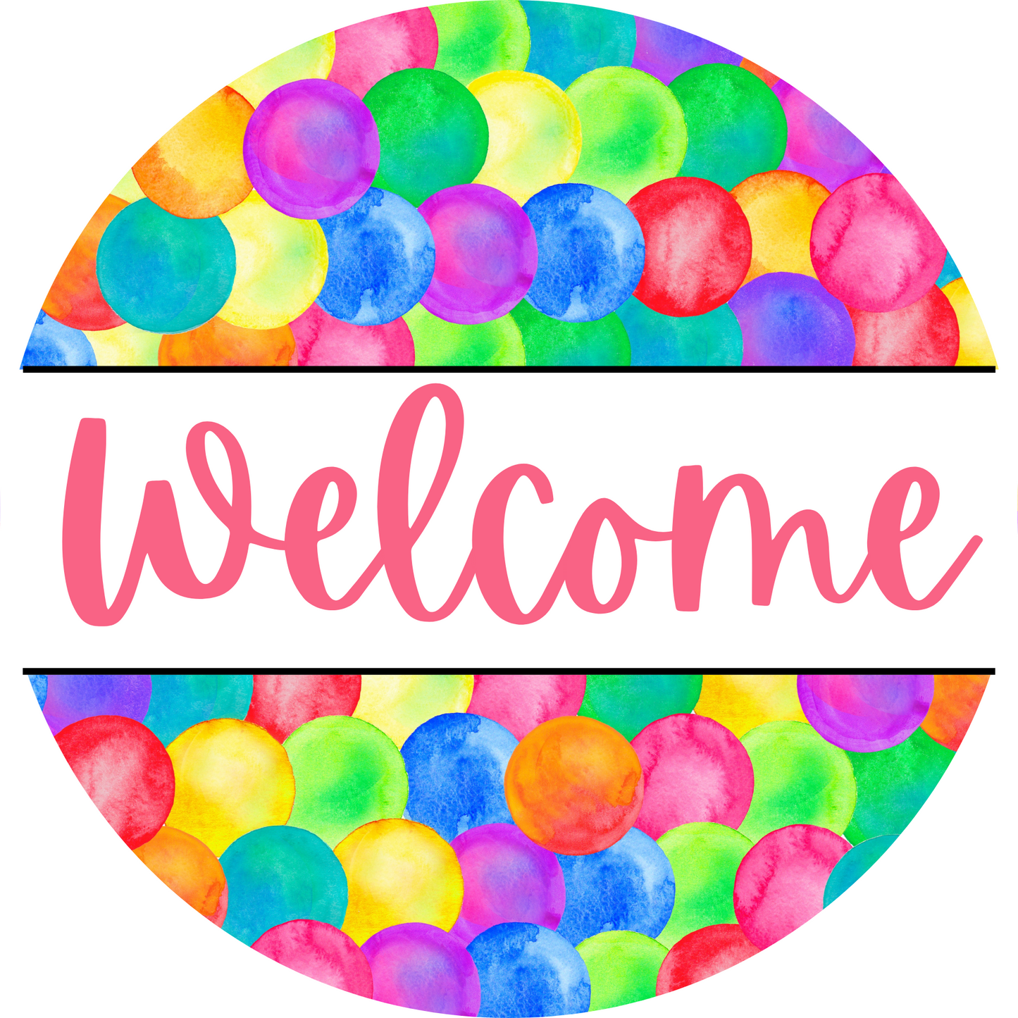 Welcome Color Balls Metal / Vinyl Sign - Made in USA