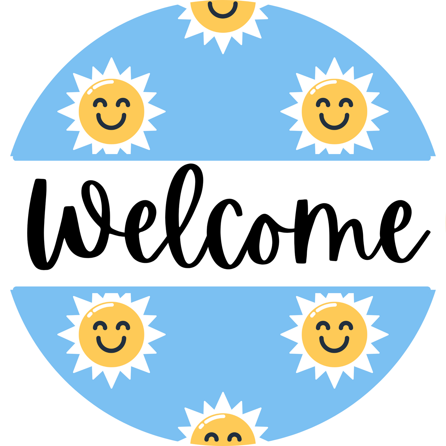 Welcome Sun Metal / Vinyl Sign - Made in USA