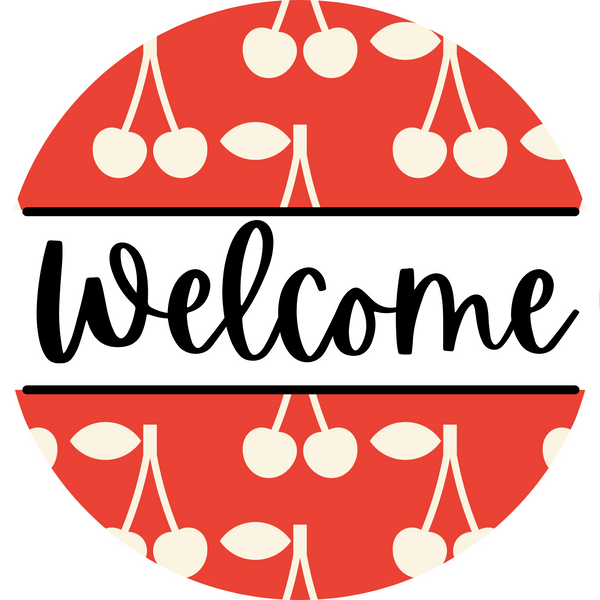 Welcome Metal Sign Cherry: Made In USA