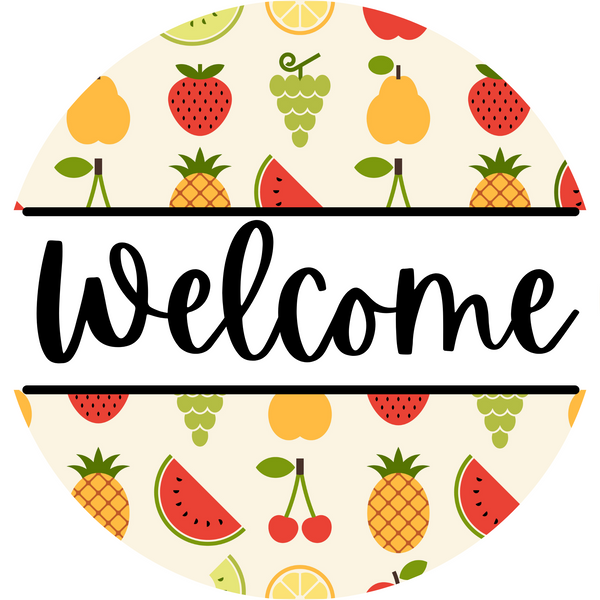 Welcome Metal Sign Fruits: Made In USA