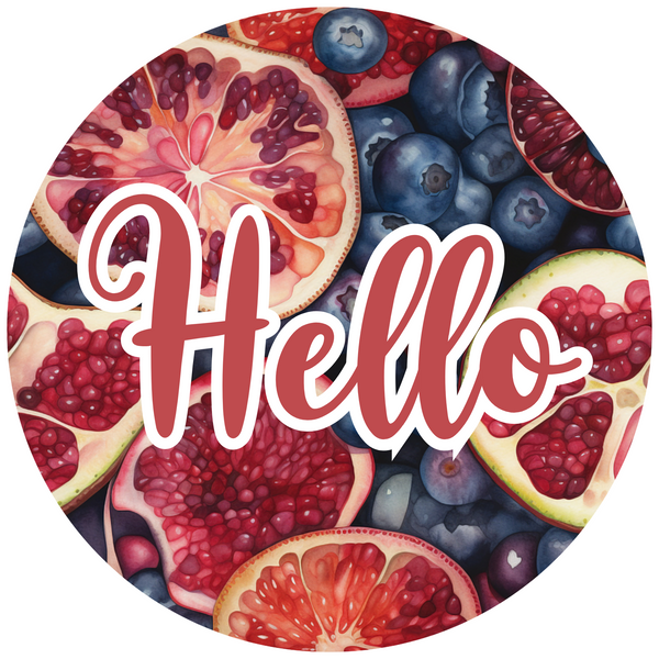 Hello Metal Sign Pomegranate: Made In USA