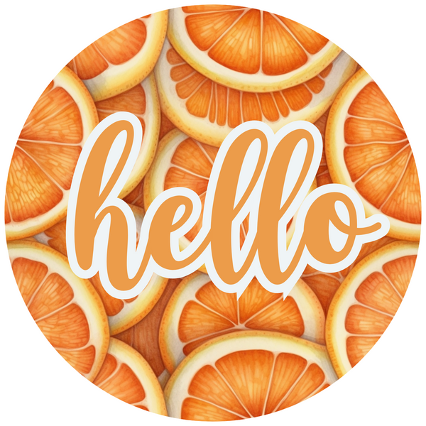 Hello Metal Sign Orange: Made In USA