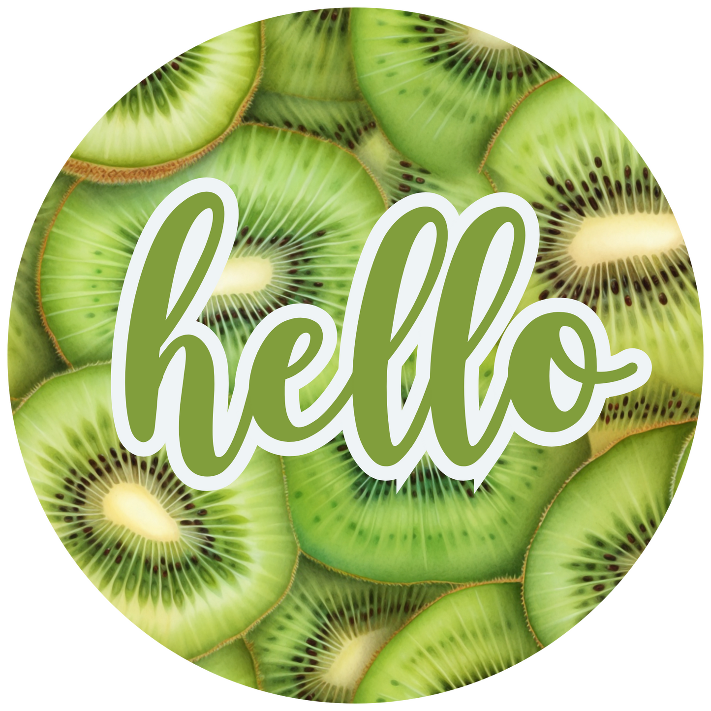 Hello Kiwi Slices Metal / Vinyl Sign - Made in USA
