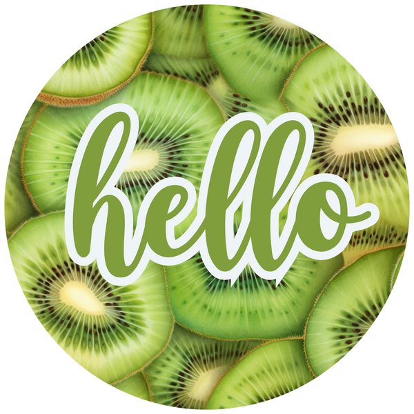 Hello Metal Sign Kiwi Slices: Made In USA