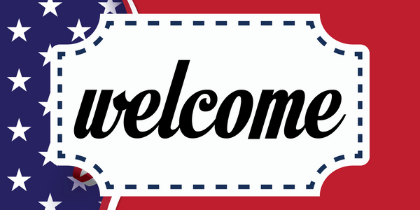12 x 6 Inch Welcome Metal Sign Flag: Made In USA