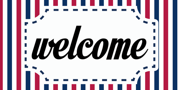12 x 6 Inch Welcome Metal Sign Red, White & Blue Stripe: Made In USA