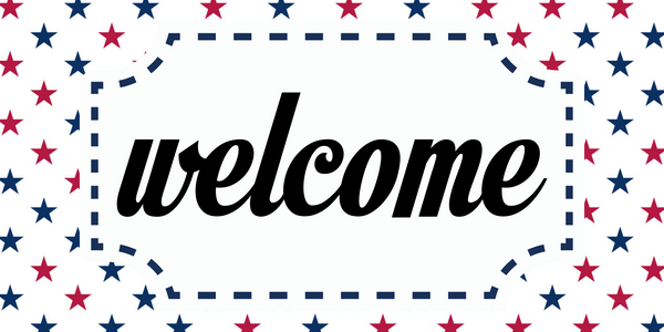 12 x 6 Inch Welcome Metal Sign Stars: Made In USA