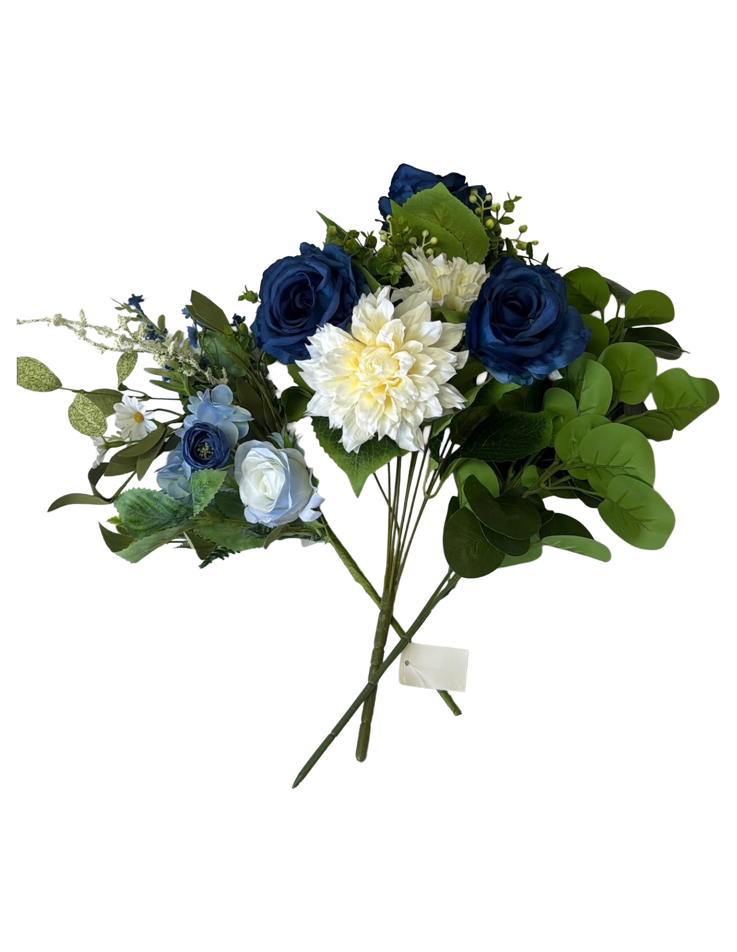 Artificial Floral Stems – 19" Green Eucalyptus Spray, 20" Rose Hydrangea Spray, 19" Cream Blue Dahlia Rose Bush (10 Stems) - Set of 3