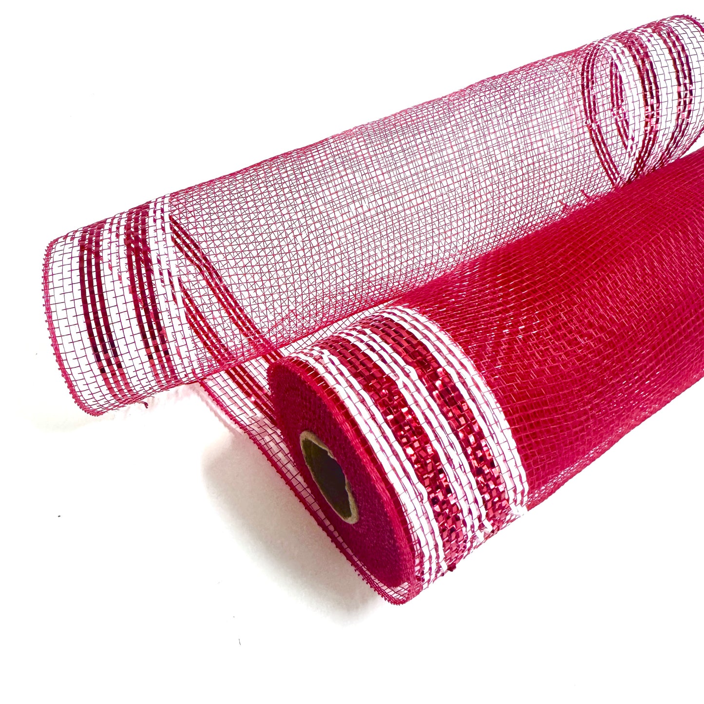 Red/White Deco Mesh - ( 10 Inch x 10 Yards )