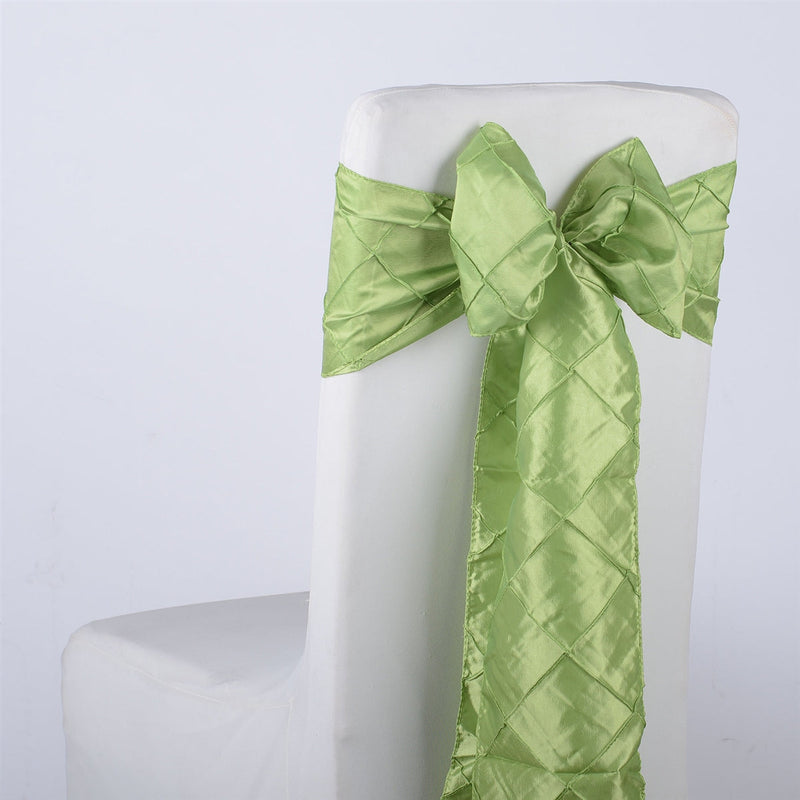 Apple Green - 7 inch x 108 inch Pintuck Satin Chair Sash - Pack of 10 BBCrafts.com
